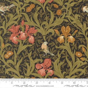 Morris Muse Iris Florals Birds M13380 15 Ebony - By Barbara Brackman
