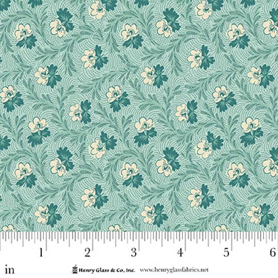 Lost Gardens of Heligan Floral Garland 3584-17 Light Teal - By Michelle Yeo