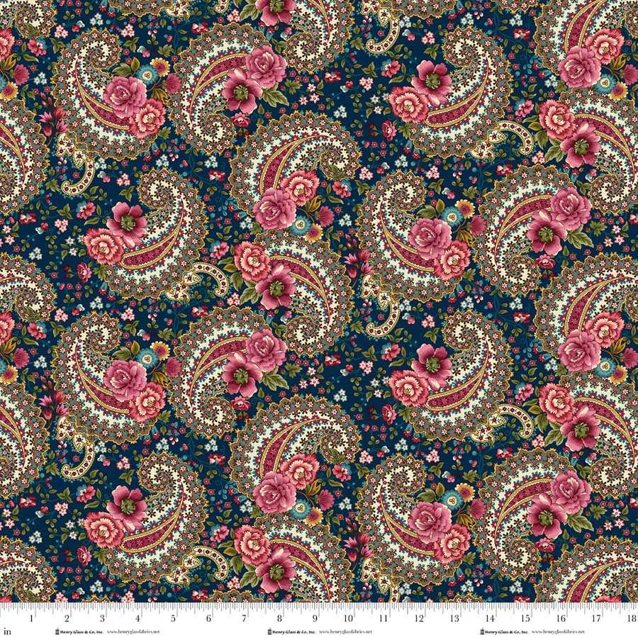 Lost Gardens of Heligan Paisley 3586-77 Prussian Blue - By Michelle Yeo