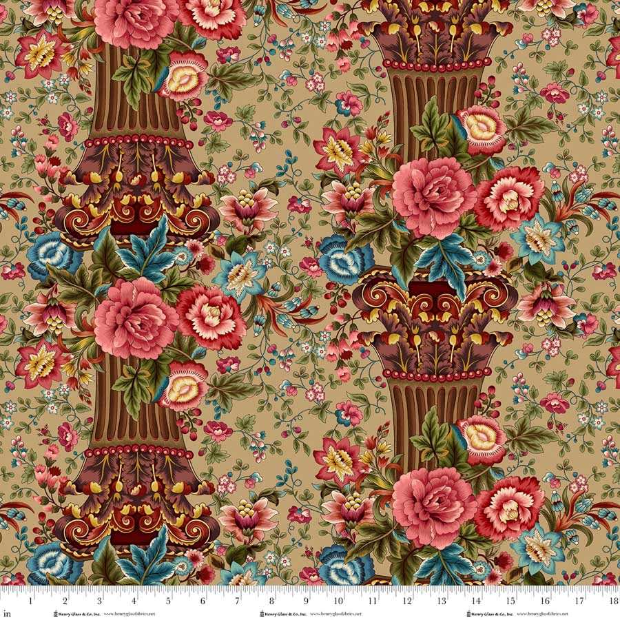 Lost Gardens of Heligan Column Stripe 3599-36 Caramel - By Michelle Yeo