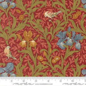 Morris Muse Iris Florals Birds M13380 16 Russet - By Barbara Brackman