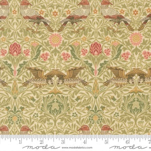 Morris Muse Birds Damask Birds M13381 11 Parchment - By Barbara Brackman