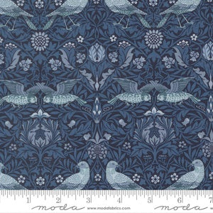 Morris Muse Birds Damask Birds M13381 15 Twilight - By Barbara Brackman