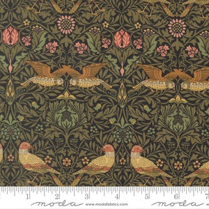 Morris Muse Birds Damask Birds M13381 16 Ebony - By Barbara Brackman