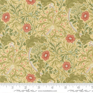 Morris Muse Seaweed Florals M13382 11 Parchment - By Barbara Brackman