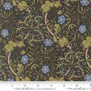 Morris Muse Seaweed Florals M13382 16 Ebony - By Barbara Brackman