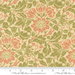 Morris Muse Flowering Scroll Florals M13384 11 Parchment - By Barbara Brackman