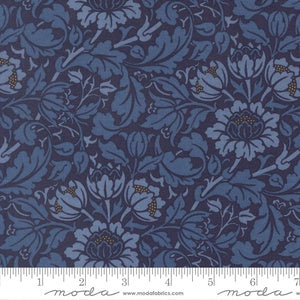 Morris Muse Flowering Scroll Florals M13384 14 Twilight - By Barbara Brackman