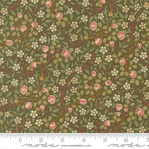 Morris Muse Clover Small Floral M13385 12 Sage - By Barbara Brackman