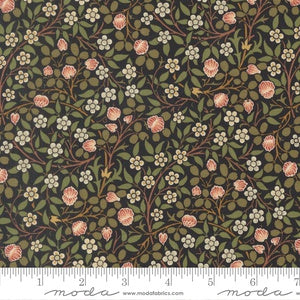 Morris Muse Clover Small Floral M13385 15 Ebony - By Barbara Brackman
