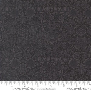 Morris Muse Sunflower Damask M13386 15 Ebony - By Barbara Brackman