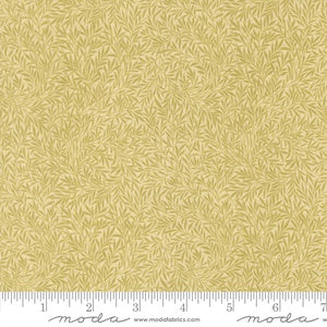Morris Muse Willow Blenders Leaf M13387 11 Parchment - By Barbara Brackman