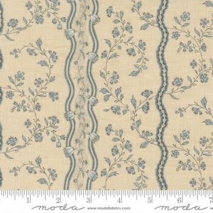Fleur De Paris Jonquille Stripes Floral M13993 13 Pearl French Blue - By French General
