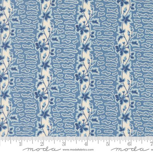 Sallys Stitches Prussian Blue Stripes Floral M31712-13