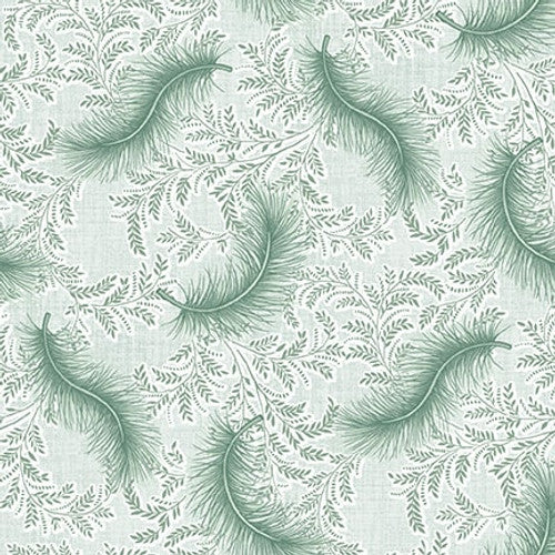 Mariakerke Feathers and Vines Aqua 3359-17 By Michelle Yeo