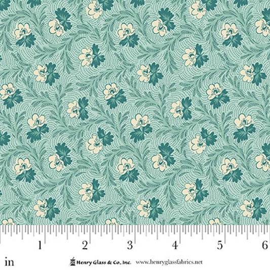 Lost Gardens of Heligan Floral Garland 3584-17 Light Teal - By Michelle Yeo