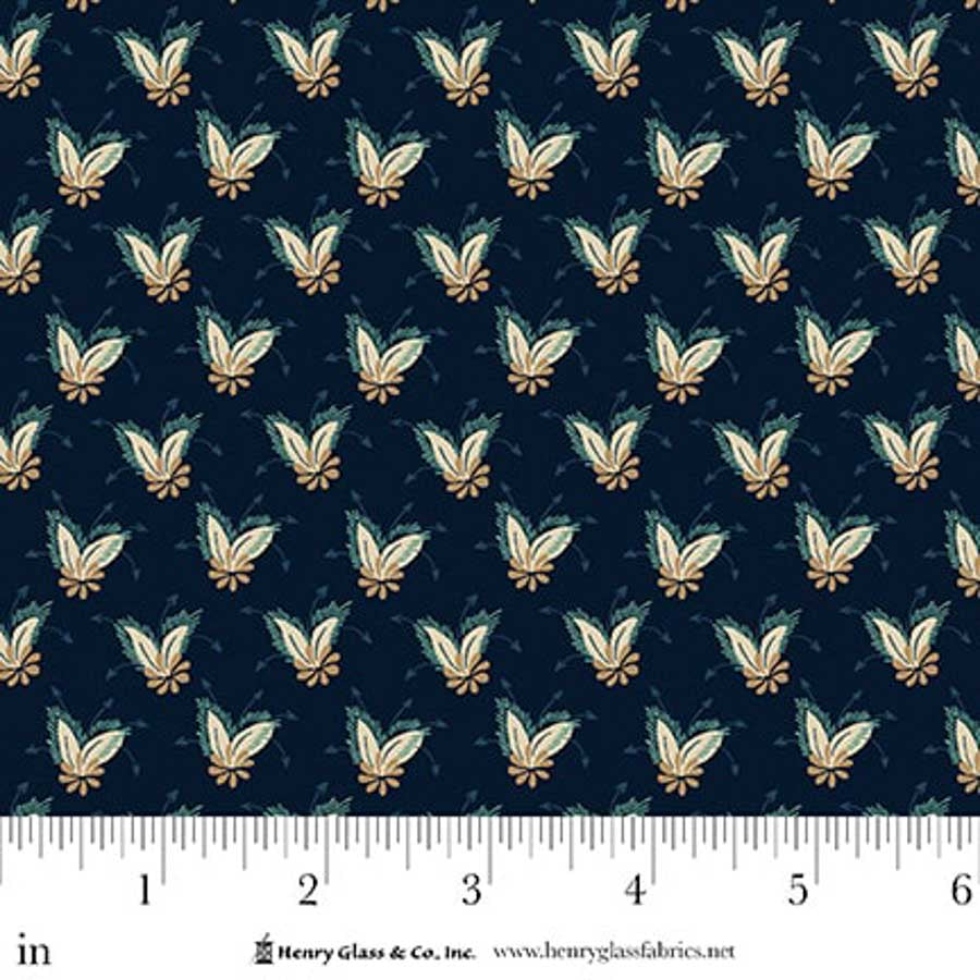 Lost Gardens of Heligan Feathery Foulard 3585-77 Prussian Blue - By Michelle Yeo