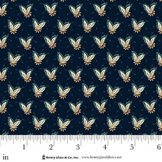 Lost Gardens of Heligan Feathery Foulard 3585-77 Prussian Blue - By Michelle Yeo