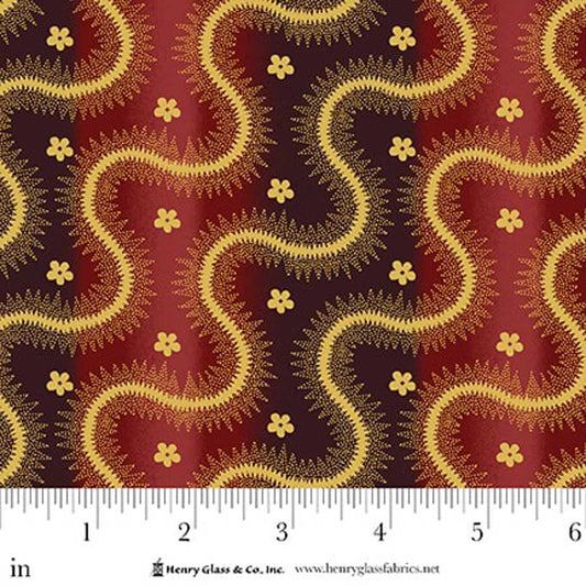 Lost Gardens of Heligan Serpentine Stripe 3589-88 Red - By Michelle Yeo