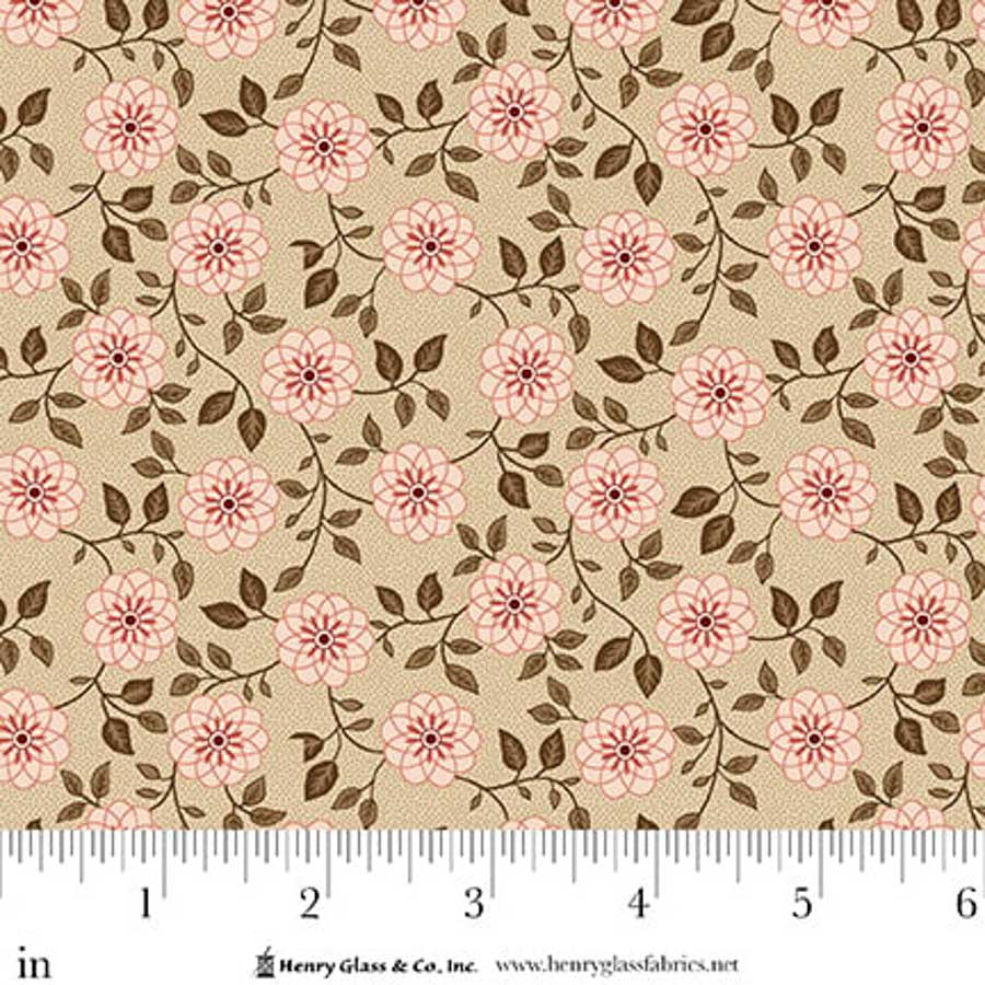 Lost Gardens of Heligan Bachelor Buttons 3592-32 Caramel/Pink - By Michelle Yeo