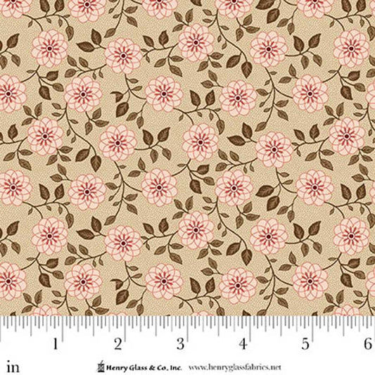 Lost Gardens of Heligan Bachelor Buttons 3592-32 Caramel/Pink - By Michelle Yeo