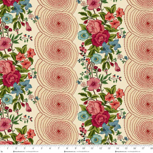 Lost Gardens of Heligan Large Border Stripe 3598-44 Cream - By Michelle Yeo