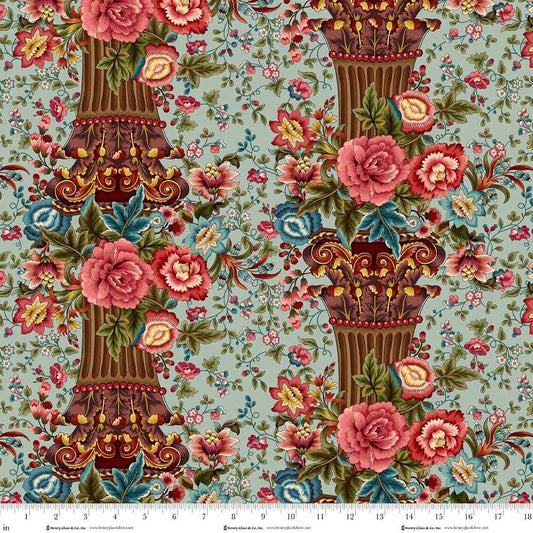 Lost Gardens of Heligan Column Stripe 3599-17 Light Teal - By Michelle Yeo