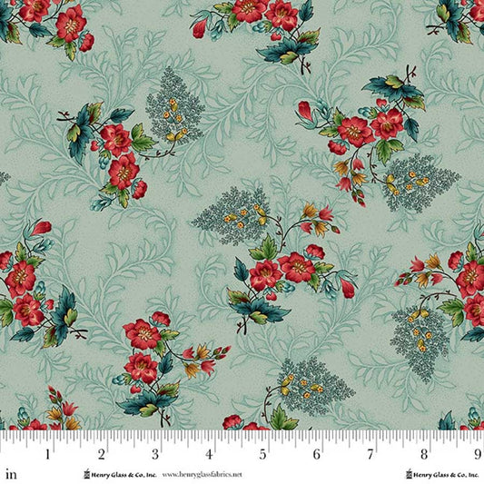 Lost Gardens of Heligan Primrose Toss 3601-17 Light Teal - By Michelle Yeo