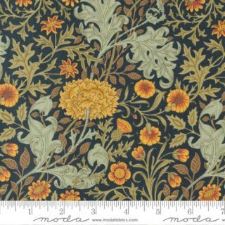 Morris Meadow Double Boughs Florals M8371-21 Damask Black by Barbara Brackman