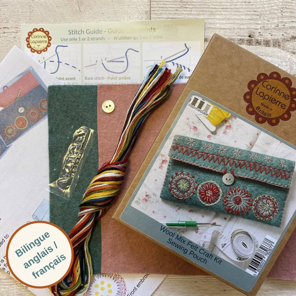 Sewing Pouch Felt Craft Mini Kit: English